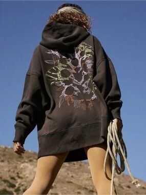 FP Movement by Free People At My Best Embroidered Sweatshirt Size Medium RT $168